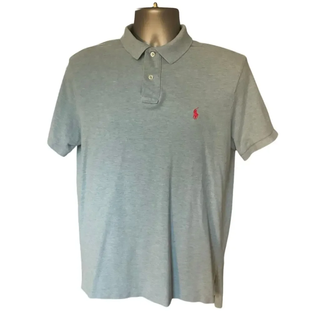 Polo by Ralph Lauren Light Gray Polo with Pink Pony Logo